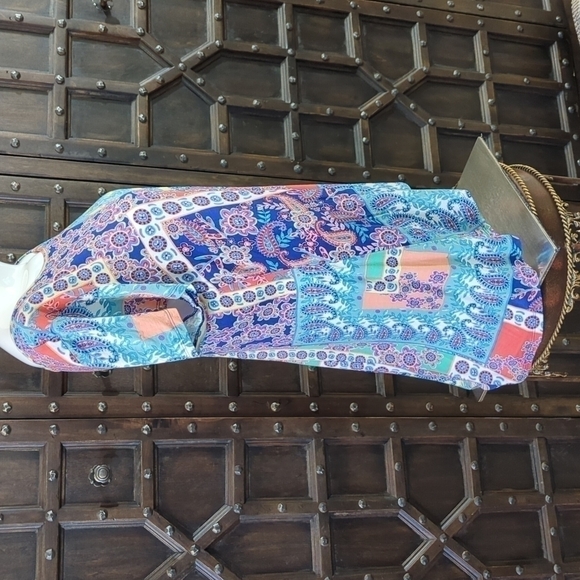 Soft And Cute Multicolor Floral & Paisley Short Sleeve,Long Tunic Sz XL - Picture 3 of 9